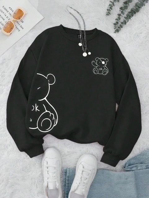 Sweat Chat Minimaliste – Pull Oversize Unisexe avec Ligne Féline Élégante