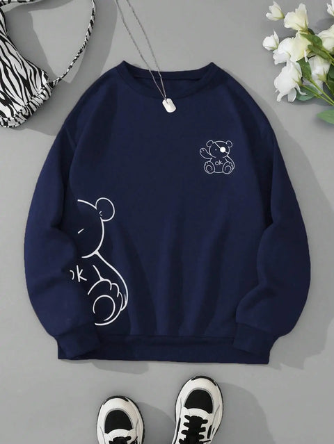 Sweat Chat Minimaliste – Pull Oversize Unisexe avec Ligne Féline Élégante