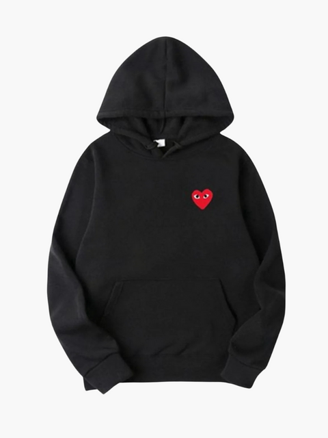 Sweat à Capuche avec Détail de Cœur Brodé – Style Minimaliste Unisexe