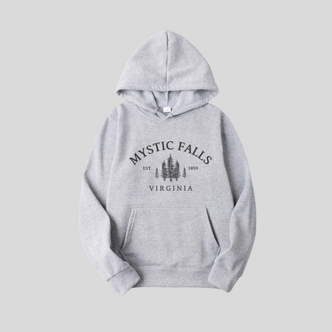 Sweat Mystic Falls Virginia – Hoodie Unisexe à Col Rond pour Fans de Vampires