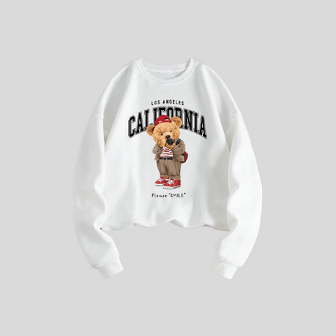 Sweat Ours California – Pull Oversize Unisexe avec Motif d’Ours Stylisé