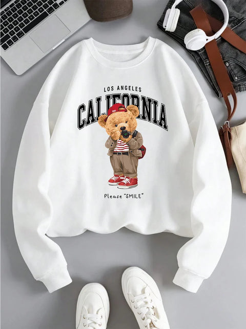 Sweat Ours California – Pull Oversize Unisexe avec Motif d’Ours Stylisé