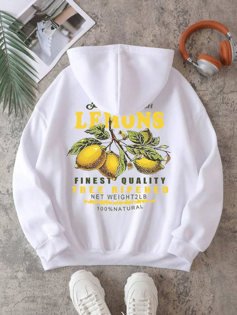 Sweat “Lemons Make Lemonade” – Hoodie Unisexe avec Imprimé de Fruits Jaune