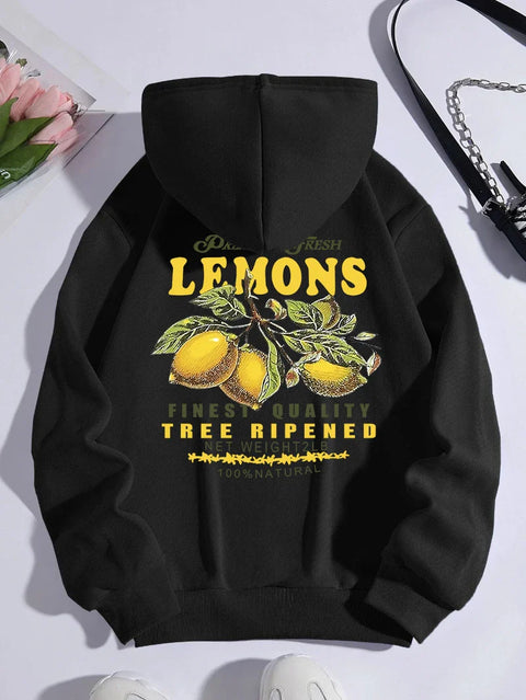 Sweat “Lemons Make Lemonade” – Hoodie Unisexe avec Imprimé de Fruits Jaune