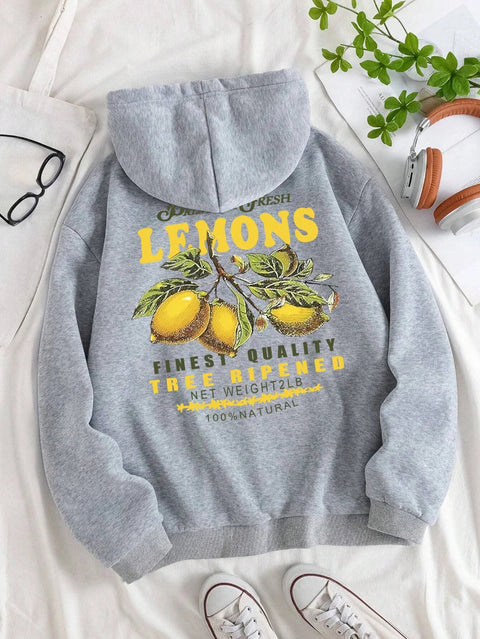Sweat “Lemons Make Lemonade” – Hoodie Unisexe avec Imprimé de Fruits Jaune